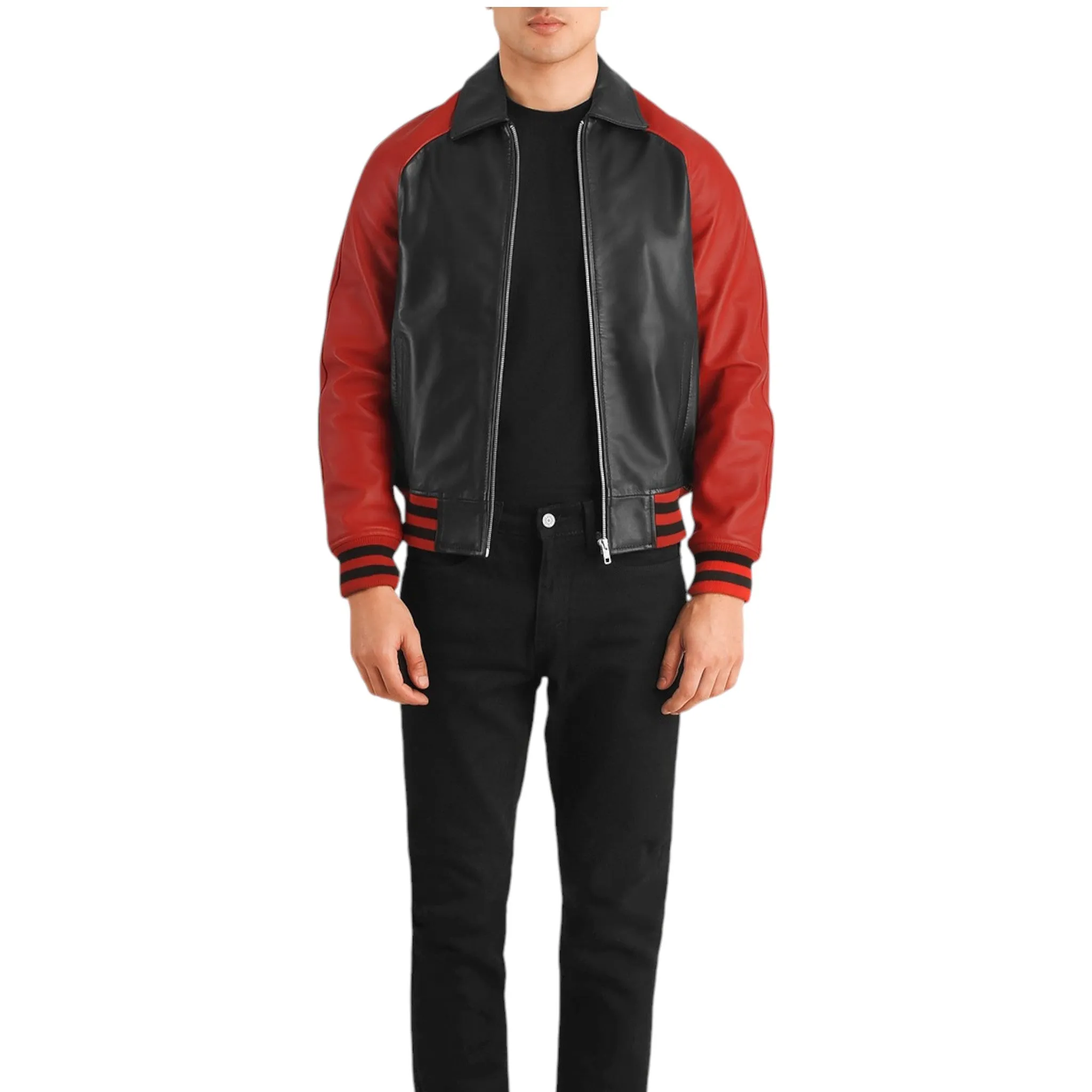 Walton Limited Edition Black and Red Leather Varsity Jacket