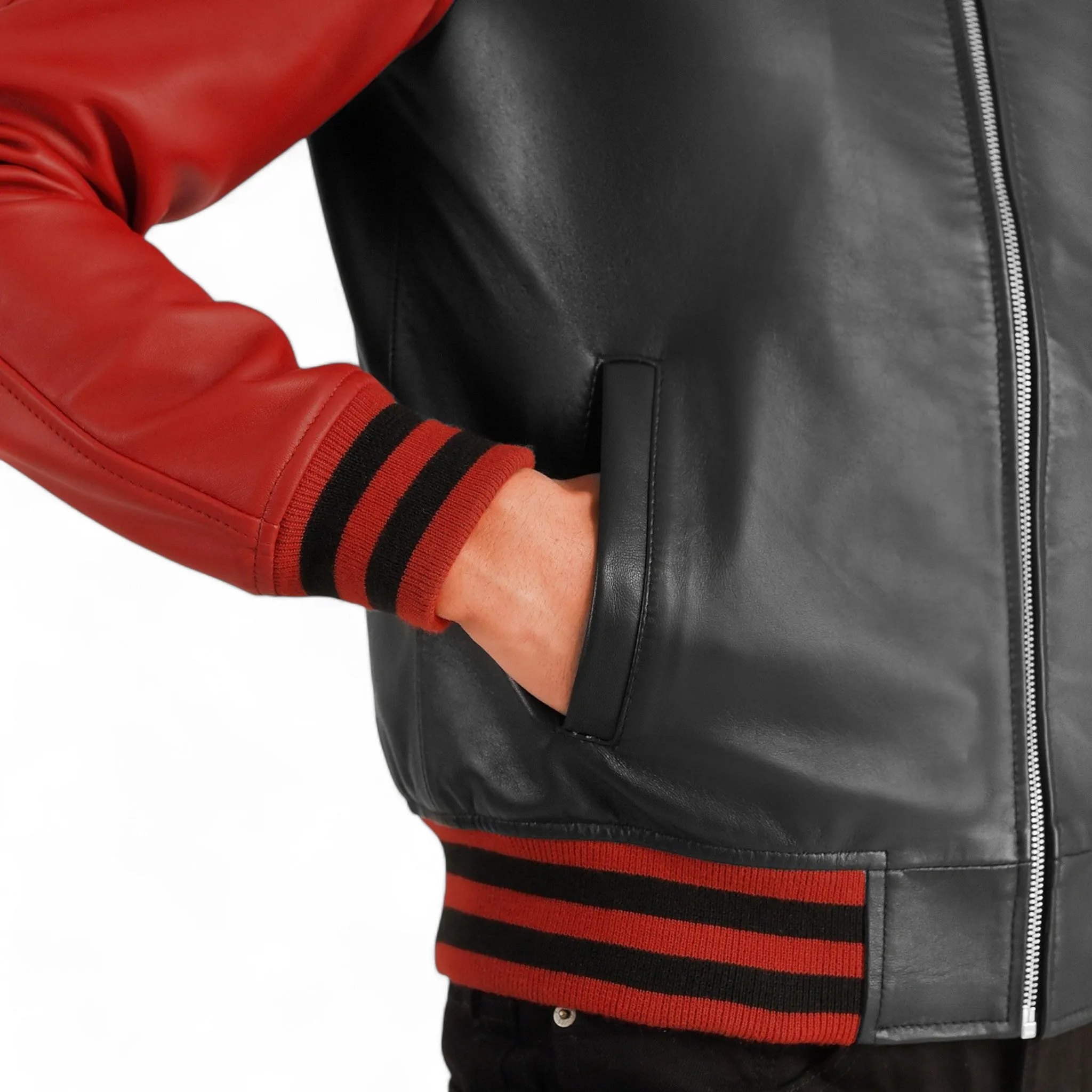 Walton Limited Edition Black and Red Leather Varsity Jacket