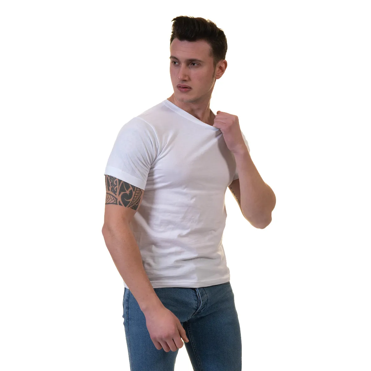 White European Made & Designed Premium Quality T-Shirt - Crew Neck Short Sleeve T-Shirts