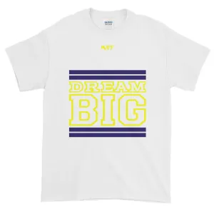 White Navy Blue and Yellow Short-Sleeve T-Shirt