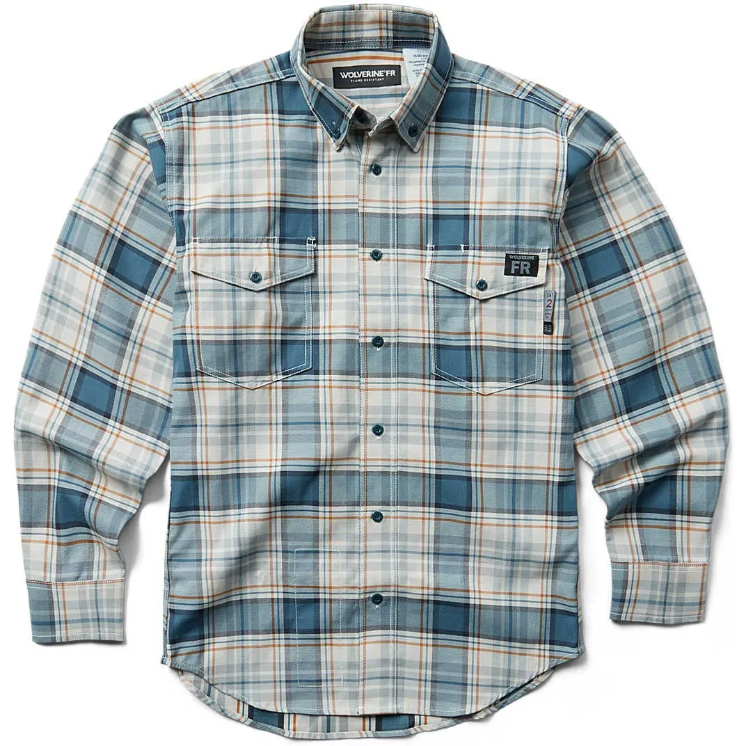 Wolverine Men's Flame Resistant  Plaid Long Sleeve Twill Shirt - Bering - W1203980-413