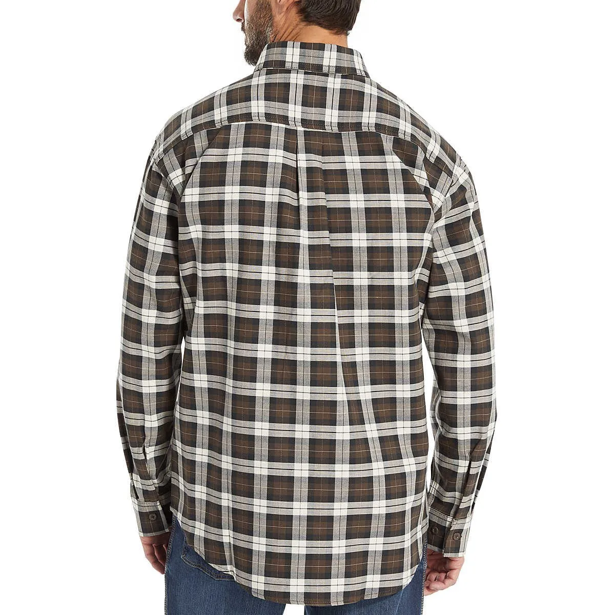 Wolverine Men's Flame Resistant  Plaid Long Sleeve Twill Shirt - Espresso - W1203980-206