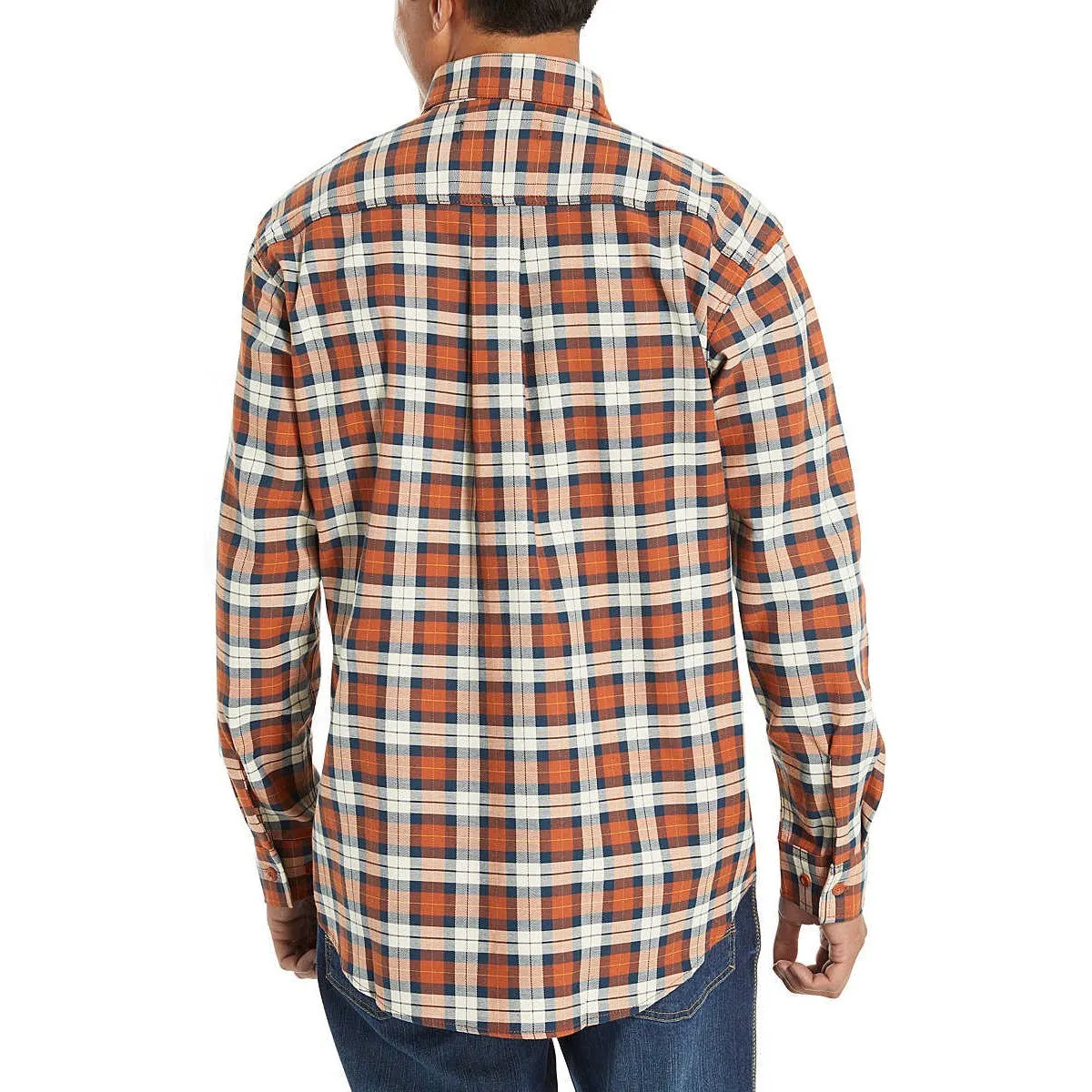 Wolverine Men's Flame Resistant  Plaid Long Sleeve Twill Shirt - Russet - W1203980-607