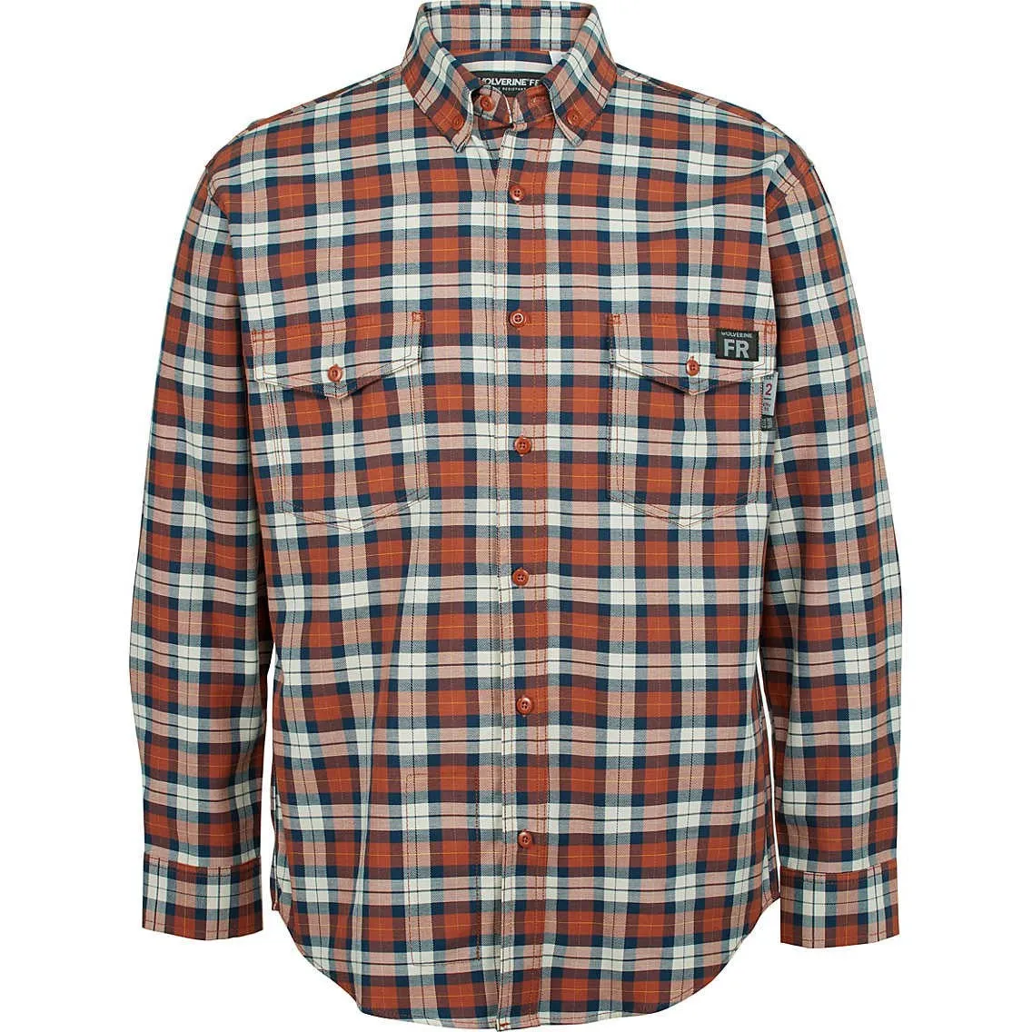 Wolverine Men's Flame Resistant  Plaid Long Sleeve Twill Shirt - Russet - W1203980-607